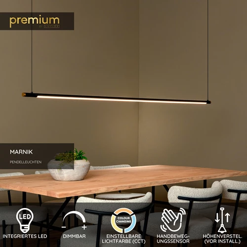 Lucide MARNIK - Pendelleuchten - Ø 2,5 cm - LED Dim. - CCT - 1x24W 2700K/4000K - Hand-Bewegungssensor - Schwarz | Premium - USP